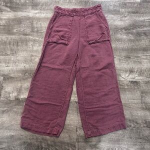 Joie Linen Blend Lightweight Crop Wide Leg Pants Brick Red Womens Sz. S